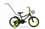 Lisaratastega laste jalgratas, laste Tabou Rocket CS Alu, must v./roheline v., 12"