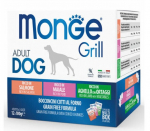 M&auml;rg koeratoit Monge, kalaliha/k&ouml;&ouml;giviljad/sealiha Grill Multipacks, 0,1 kg x 12 tk