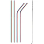 Korduvkasutatavad k&otilde;rred puhastusharjaga Lamart Steel Straws, 21.5 cm, roostevaba teras, 5 tk
