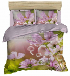 Voodipesukomplekt Mijolnir 178PRL1214, violett v./valge v./roheline v., 50 x 70 cm, 200 x 220 cm