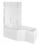 Vann seinaga, teisaldatav Besco Integra, 75 cm x 150 cm x 55.5 cm, vasakpoolne, valge