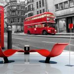 Fototapeet Artgeist Red Bus And Phone Box In London, 154 cm x 154 cm