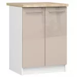 Alumine k&ouml;&ouml;gikapp Akord Furniture Factory Oliwia S60 2D, valge v./hele pruun v., 46 cm x 60 cm x 85 cm