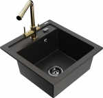 K&ouml;&ouml;givalamu koos kraaniga Mexen Vito, graniit, 49 cm x 52 cm x 21 cm, kuldne/must