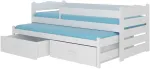 Lastevoodi koos v&auml;ljat&otilde;mmatava lisavoodiga ADRK Tiarro, valge v., 90 x 200 cm, voodipesu kastiga, madratsiga