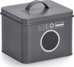 Kaanega hoiukarp, esemete hoidmiseks, pesupulbri jaoks Zeller, hall v., 18 x 15.5 x 14 cm