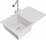 K&ouml;&ouml;givalamu koos kraaniga Mexen Bruno, vaik/graniit, 79.5 cm x 49.5 cm x 20 cm, valge