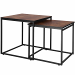 Kohvilaudade komplekt Springos, pruun v./must v., 45 - 50 cm x 50 cm x 46.5 - 51.5 cm, 2 tk