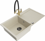 K&ouml;&ouml;givalamu koos kraaniga Mexen Leo, graniit, 90 cm x 50 cm x 19 cm, kuldne/must/pruunikas