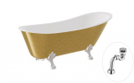 Vann, teisaldatav Besco Olaya Glam, 160 cm x 67 cm x 68 cm, ovaalne, kuldne/valge
