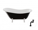Vann, teisaldatav Besco Otylia B&W, 160 cm x 77 cm x 69.5 cm, ovaalne, valge/must