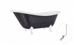 Vann, teisaldatav Besco Otylia Glam, 160 cm x 77 cm x 69.5 cm, ovaalne, valge/kroom