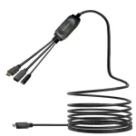Kaabel Vivolink HDMI Male/ USB-A Female/ USB-C Female, USB Type C Male, 5 m, must v.