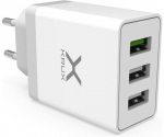 Adapter Krux Charger With 3 USB, Europlug/3 x USB, valge v., 30 W