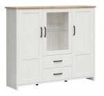 Vitriinkapp Loksa S455-REG2D1W2S-APW, tamm v./valge v., 160 cm x 42.5 cm x 134.5 cm