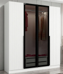 Riidekapp Kalune Design Kale Plus 7810, valge v./must v., 52 cm x 180 cm x 210 cm