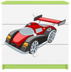 Laste kummut Kocot Kids Babydreams Racing Car, valge v./roheline v., 41 cm x 80 cm x 80.5 cm