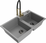 K&ouml;&ouml;givalamu koos kraaniga Mexen Tomas, graniit, 80 cm x 50 cm x 19 cm, kuldne/hall