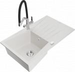 K&ouml;&ouml;givalamu koos kraaniga Mexen Cesar Duo, graniit, 77.5 cm x 47 cm x 20 cm, valge/must/kroom