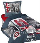 Voodipesukomplekt Douceur d`Interieur Count, sinine v./valge v./punane v., 63 x 63 cm, 140 x 200 cm, 2 tk