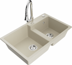 K&ouml;&ouml;givalamu koos kraaniga Mexen Tomas Beige+Chrome, graniit, 80 cm x 50 cm x 19 cm, beige+chrome