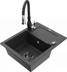 K&ouml;&ouml;givalamu koos kraaniga Mexen Enzo Black granite+Black, graniit, 57 cm x 46 cm x 17.4 cm, black granite+black