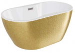 Vann, teisaldatav Besco Navia Glam Gold, 150 cm x 80 cm x 60 cm, ovaalne, kuldne/kroom