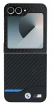 Telefoni &uuml;mbris BMW Carbon Blue Line, Samsung Galaxy Z Flip 6, must v.
