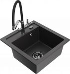 K&ouml;&ouml;givalamu koos kraaniga Mexen Vito, graniit, 52 cm x 49 cm x 21 cm, must/kroom