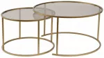 Kohvilaudade komplekt Nordure Aurum, l&auml;bipaistev v./kuldne v./pronksiv&auml;rvi v., 60 - 80 cm x 80 cm x 39 - 43 cm, 2 tk