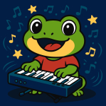 Maalimine numbrite j&auml;rgi Ideyka Frog With Piano, sinine v./roheline v.