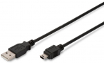 Juhe Assmann AK-300108-018-S USB 2.0 male, Mini USB, 1.8 m, must v.