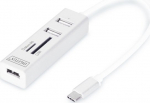 Adapter Digitus USB-C - 3 x USB/SD/MicroSD DA-70243 USB-C male, 3 x USB/SD/MicroSD female, valge v.