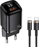 Telefoni laadija Usams T46, USB-C/USB-A, must v., 33 W