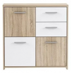 Kummut Forte Quadro QDRK15-Q45F, valge v./sonoma tamm v., 77.5 cm x 77.2 cm x 29.6 cm