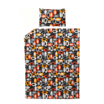 Voodipesukomplekt Okko Stellar, punane/hall, 140 x 200 cm