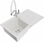 K&ouml;&ouml;givalamu koos kraaniga Mexen Cesar Duo, graniit, 77.5 cm x 47 cm x 20 cm, valge/kroom