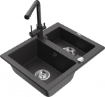 K&ouml;&ouml;givalamu koos kraaniga Mexen Carlos Black granite, graniit, 58 cm x 47 cm x 17.7 cm, black granite