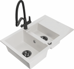 K&ouml;&ouml;givalamu koos kraaniga Mexen Gaspar White+Black, graniit, 73 cm x 47 cm x 17.7 cm, valge/must