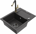 K&ouml;&ouml;givalamu koos kraaniga Mexen Enzo, vaik/graniit, 57.6 cm x 46.5 cm x 17.4 cm, valge/must