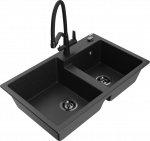 K&ouml;&ouml;givalamu koos kraaniga Mexen Tomas, graniit, 80 cm x 50 cm x 19 cm, h&otilde;be/must