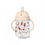Pudel silikoonk&otilde;rrega Vanilla Copenhagen Tritan Ladybug, 300 ml, 6+ kuud, plastik, l&auml;bipaistev v./punane v.