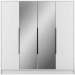 Riidekapp ADRK Lunara, valge v./must v., 51 cm x 200 cm x 200 cm, peegliga