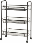 3-korruseline ratastel k&auml;ru 4Living Mesh, must v., 27 cm x 44 cm x 66.5 cm