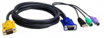 Juhe Aten SVGA + USB + 2 x PS/2, HDB 15 Male, 3 m, must v.