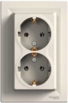 Pistikupesa Schneider Electric Asfora EPH9900123, maandusega, IP20, kollane v./liivakarva pruun v.